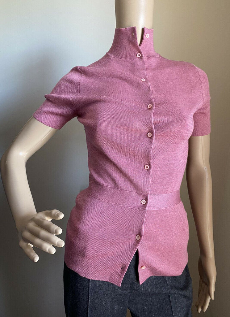 New $980 PRADA Women Cashmere/Silk Cardigan Sweater  Color GERANIUM 2/38 Italy