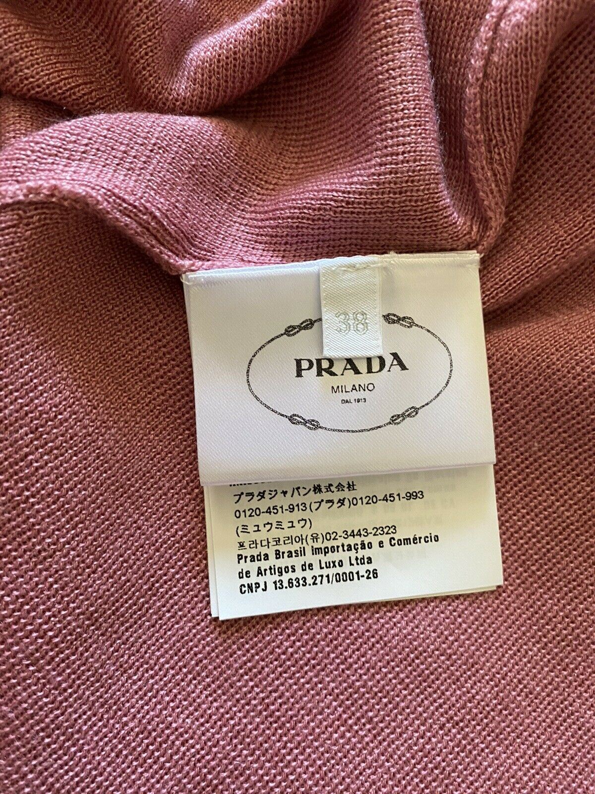 Neu $ 980 PRADA Damen-Cardigan aus Kaschmir/Seide, Farbe GERANIUM 2/38, Italien