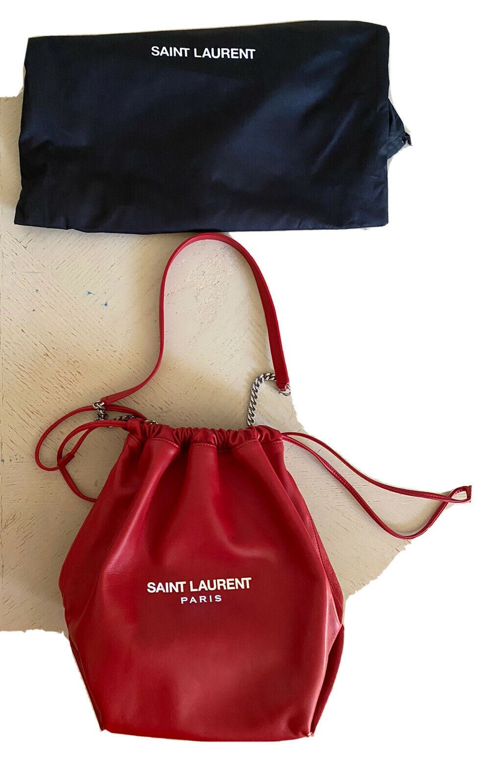 Neu $ 1290 Saint Laurent Leder Umhängetasche Rot 538447 Italien