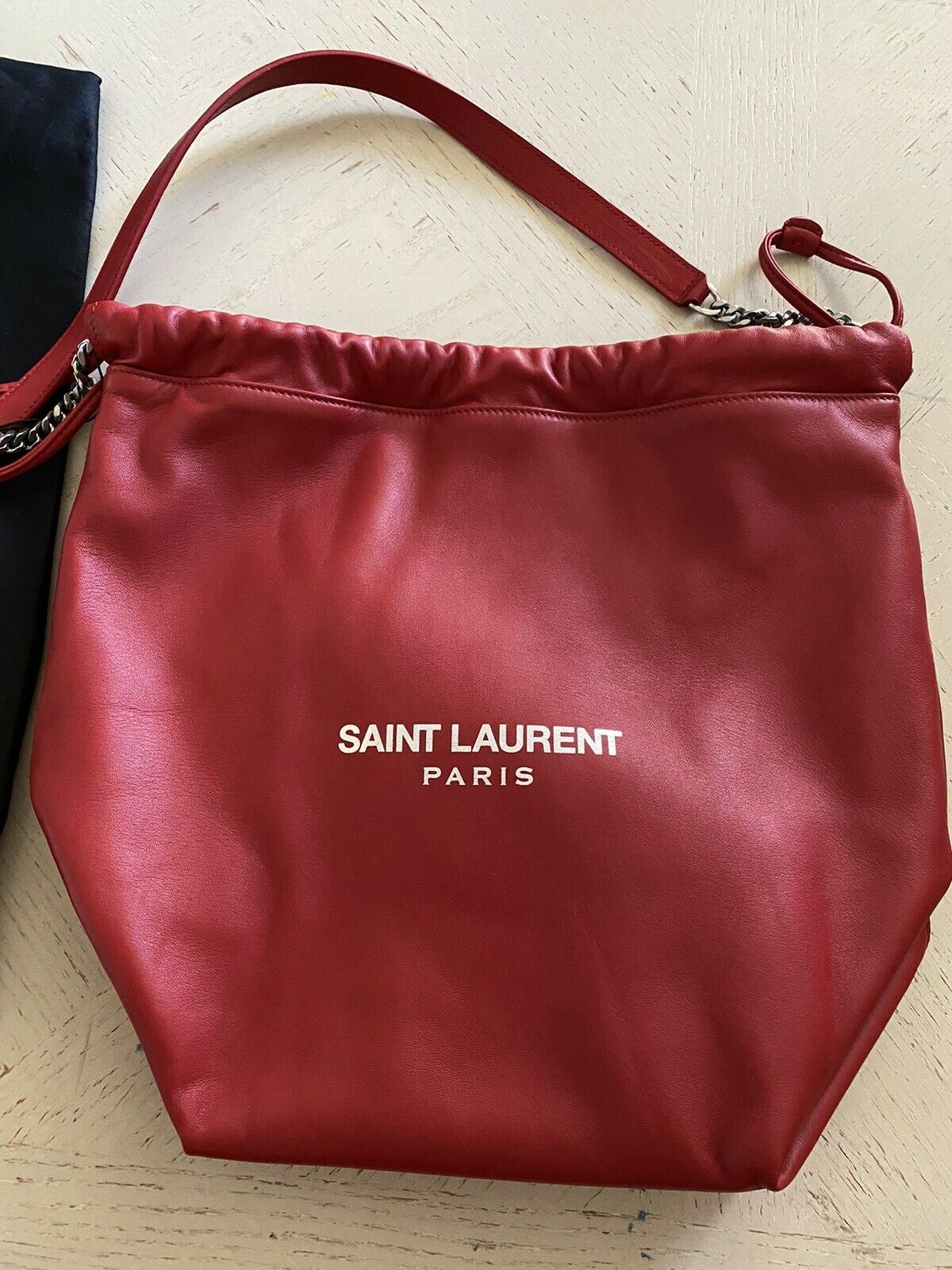 Neu $ 1290 Saint Laurent Leder Umhängetasche Rot 538447 Italien