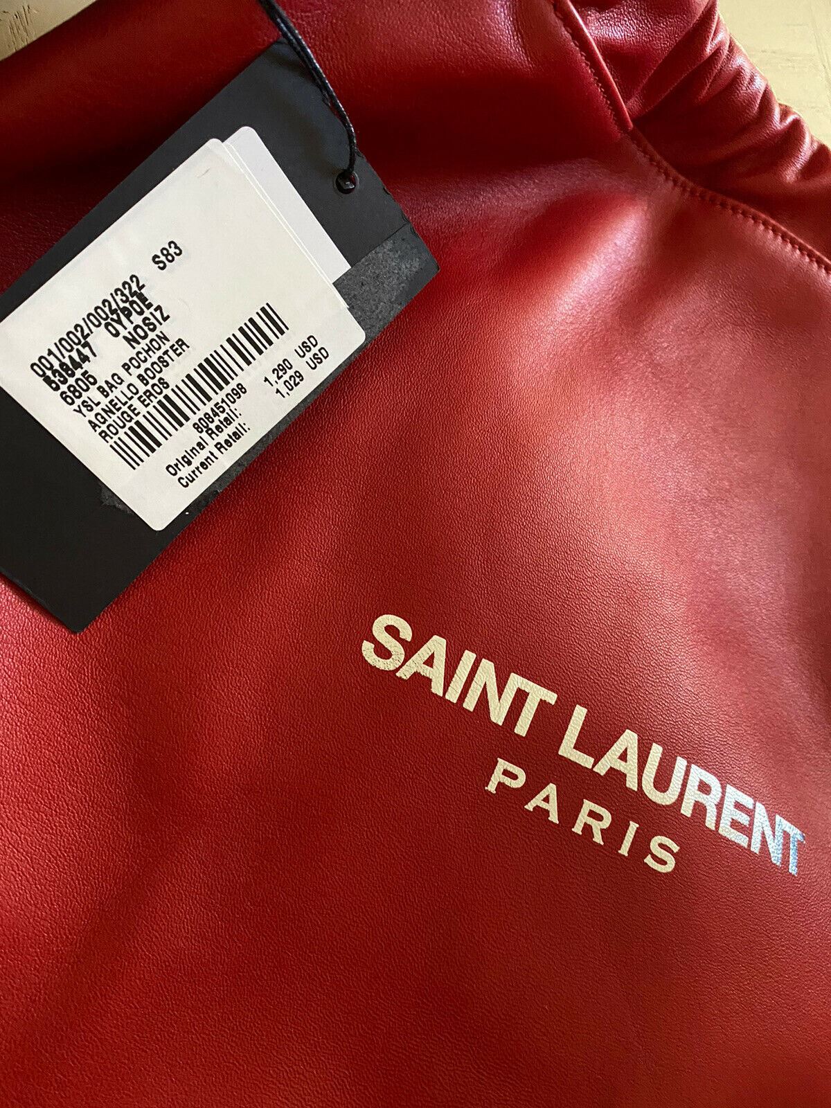 Neu $ 1290 Saint Laurent Leder Umhängetasche Rot 538447 Italien