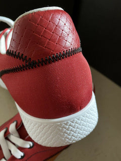 NIB $ 650 Bottega Veneta Herren Canvas/Leder Sneaker Schuhe Orange/Rot 9 US/42 Eu