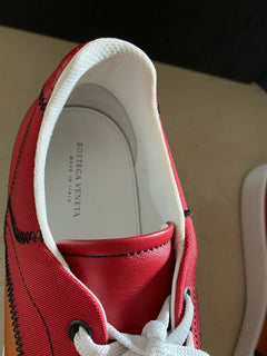 NIB $ 650 Bottega Veneta Herren Canvas/Leder Sneaker Schuhe Orange/Rot 9 US/42 Eu