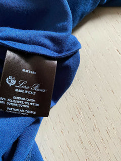 NWT $735 Loro Piana Cotton/Polyester Sort Sleeve Polo Shirt Blue Size M