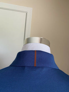 NWT $735 Loro Piana Cotton/Polyester Sort Sleeve Polo Shirt Blue Size M