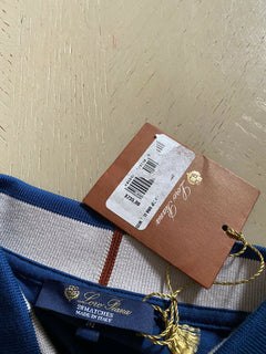 NWT $735 Loro Piana Cotton/Polyester Sort Sleeve Polo Shirt Blue Size M