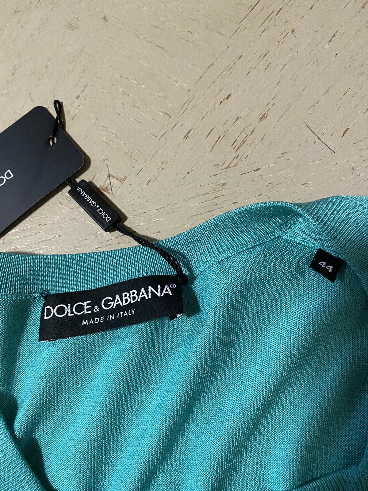 Новая блузка с трикотажным верхом Dolce&amp;Gabbana с квадратным вырезом, бирюзовый цвет, 775 долларов США 44/10