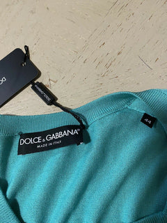 New $775 Dolce&Gabbana Squareneck Knit Top Blouse Turquoise 44/10