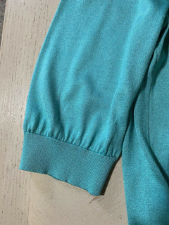 New $775 Dolce&Gabbana Squareneck Knit Top Blouse Turquoise 44/10
