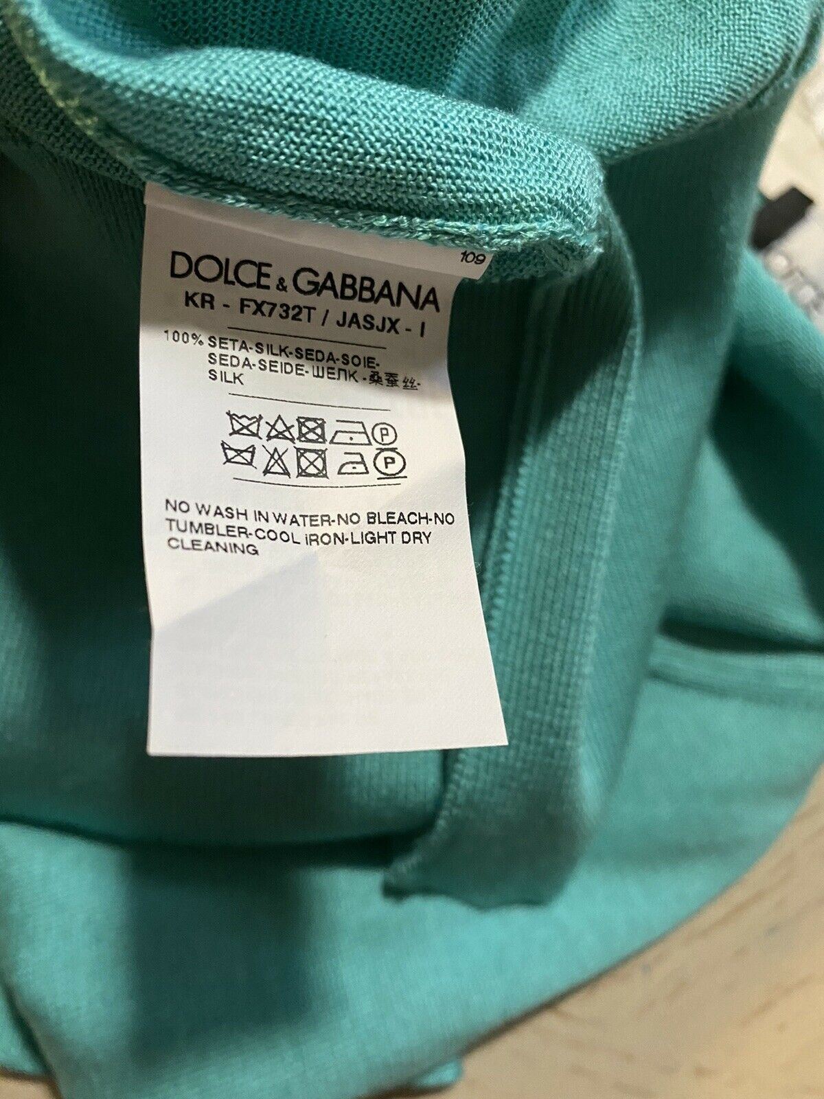 Neu $775 Dolce&amp;Gabbana Squareneck Knit Top Bluse Türkis 44/10