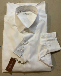 Neu mit Etikett: 495 $ Loro Piana Herrenhemd Weiß Größe M Italien