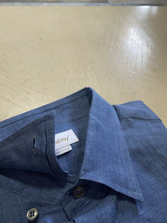 NWT $500 Brioni Mens Sort Sleeve Linen Dress Shirt Blue Size L Italy