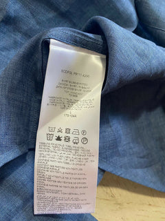 NWT $500 Brioni Mens Sort Sleeve Linen Dress Shirt Blue Size L Italy