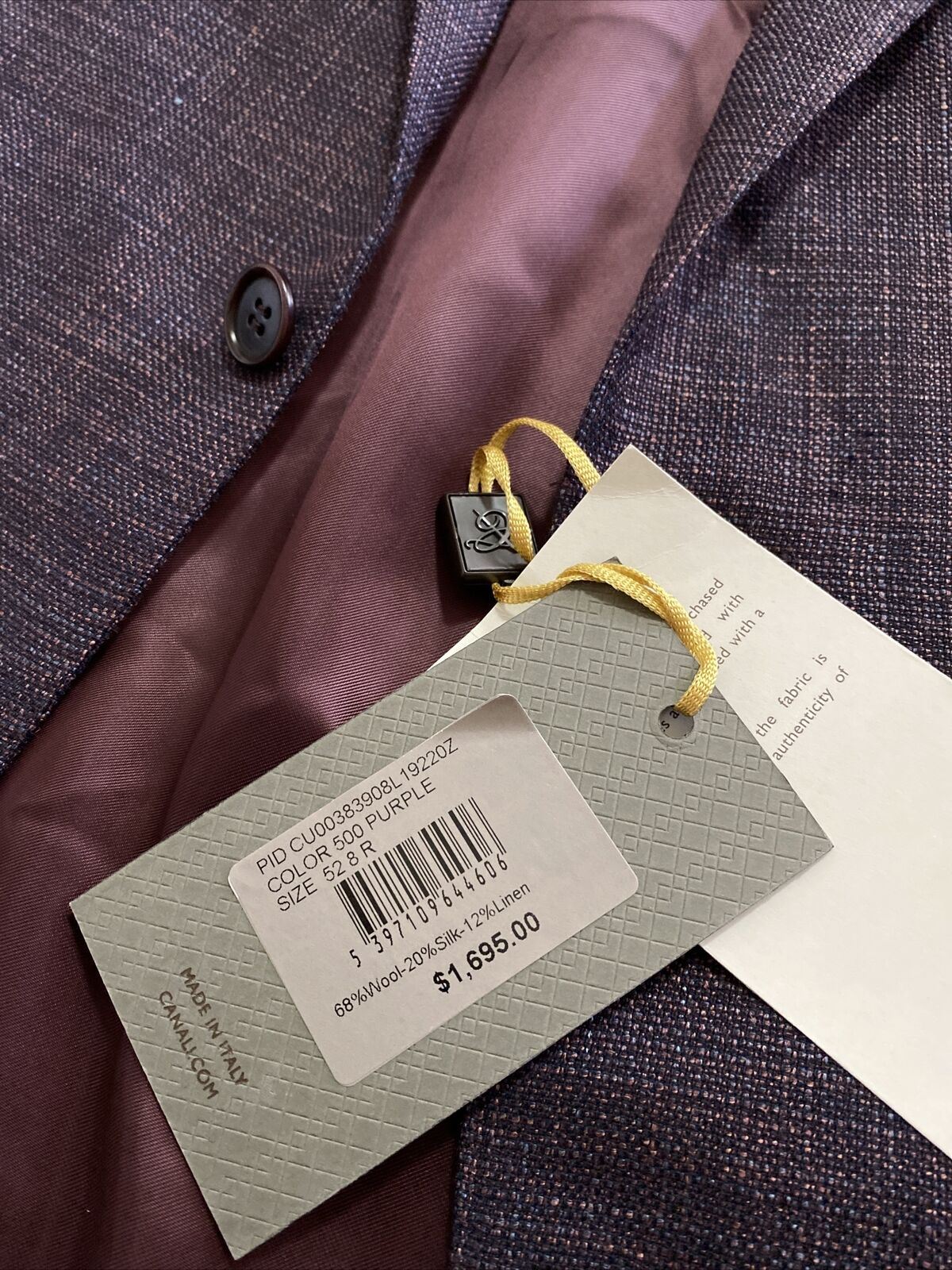 NWT $1695 Canali Men’s Jacket Blazer Purple Multi 42R US ( 52R Eu ) Italy