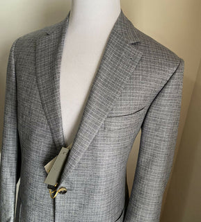 NWT 2295 $ Canali Kei Herren Seide/Kaschmir Jacke Blazer Grau 46R US/58R Eu Italien
