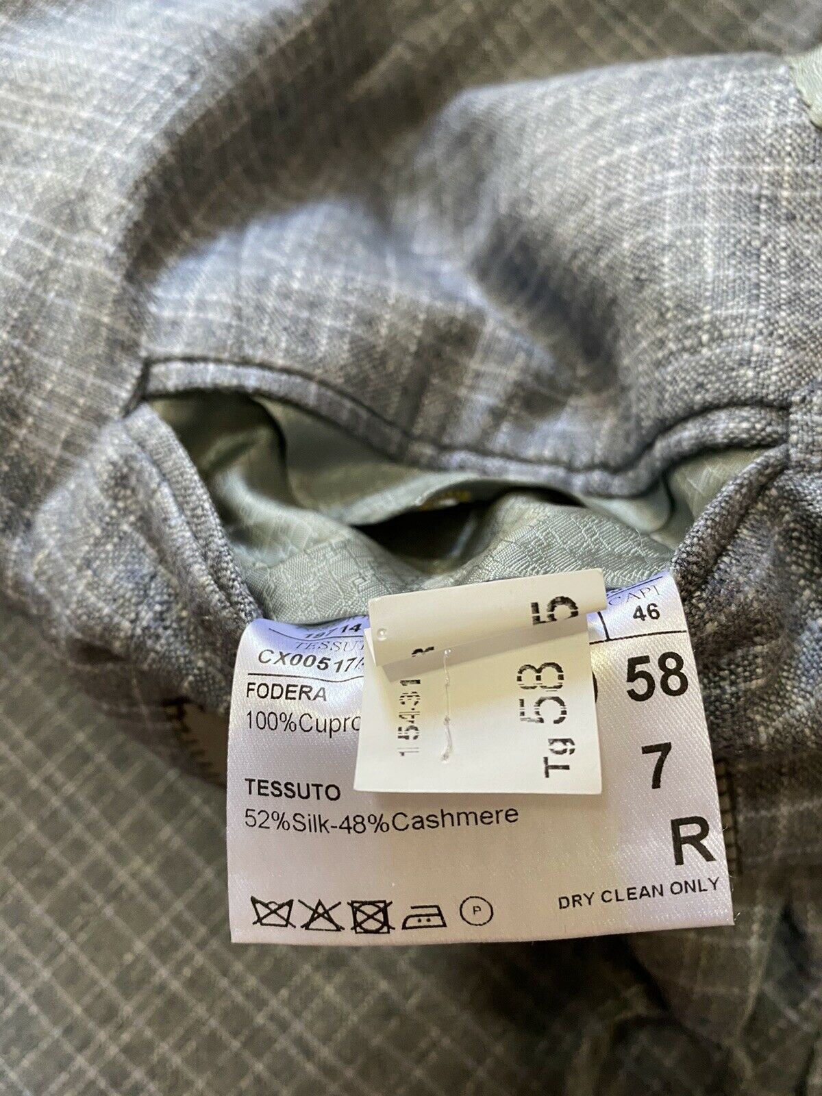 СЗТ $2295 Canali Kei Мужская куртка из шелка/кашемира Блейзер Серый 46R США/58R ЕС Италия