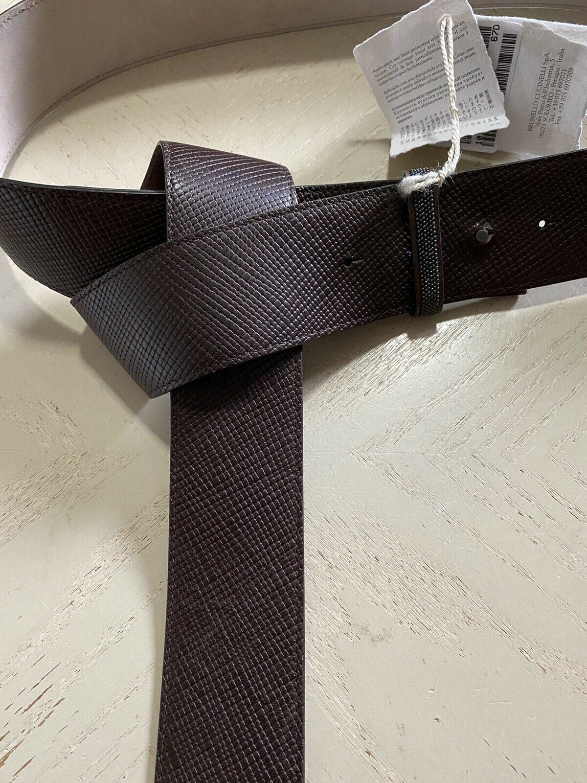 New $795 Brunello Cucinelli Women Leather&Monili Belt Brown XL Italy