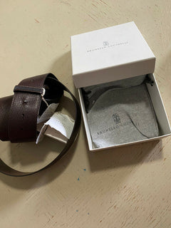 Neu $795 Brunello Cucinelli Damen Leder&amp;Monili Gürtel Braun XL Italien