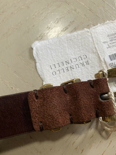 Neu $ 595 Brunello Cucinelli Herren-Wildleder-/Ledergürtel DK Braun 110/44 Italien