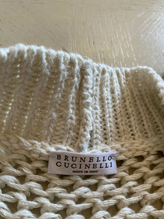 New $2595 Brunello Cucinelli Women Open Weave Cardigan Color Oatmeal Size XS