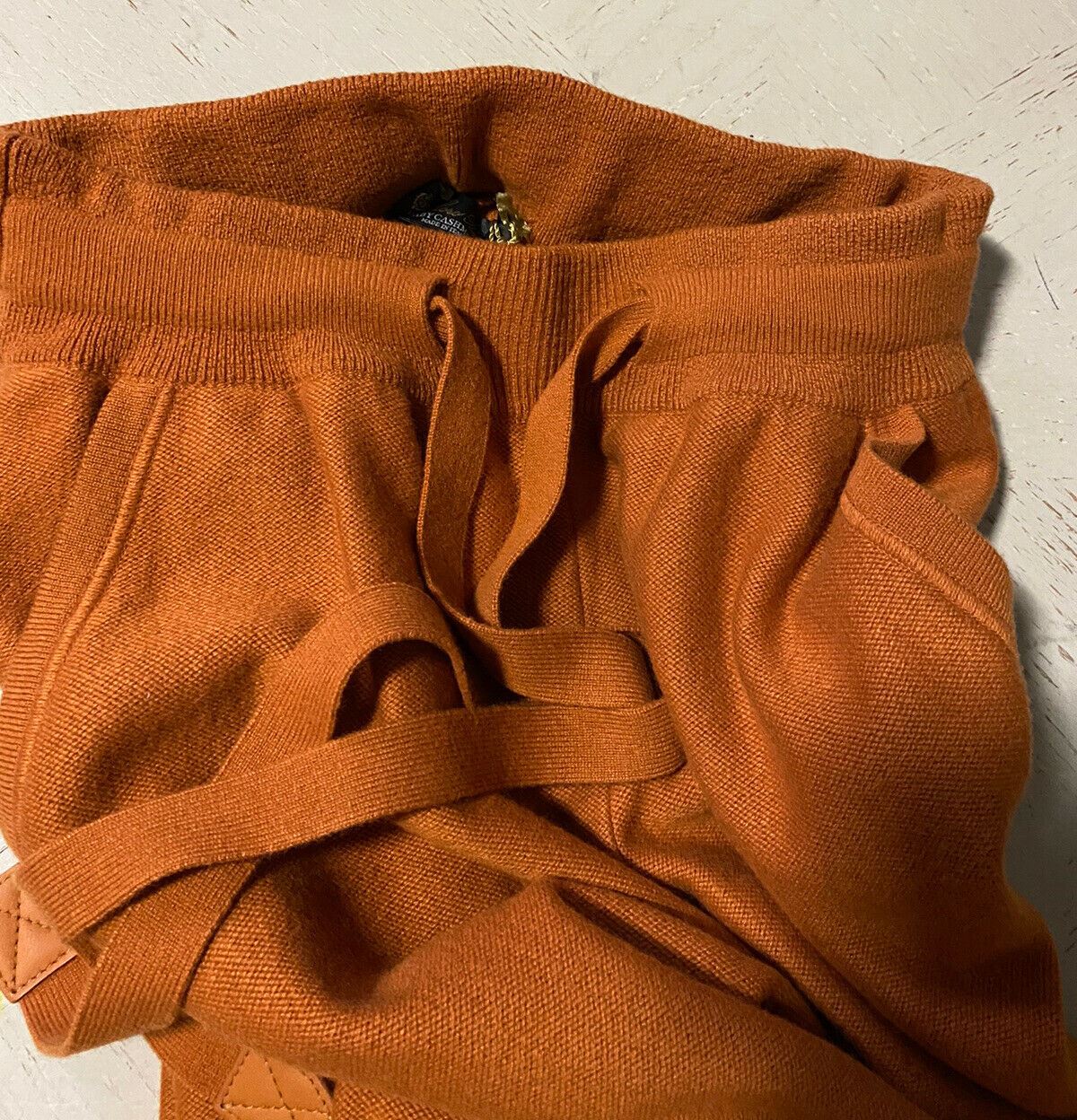 New $2695 Loro Piana Women Barnsley Baby Cashmere Drawstring Pants Orange 6/40