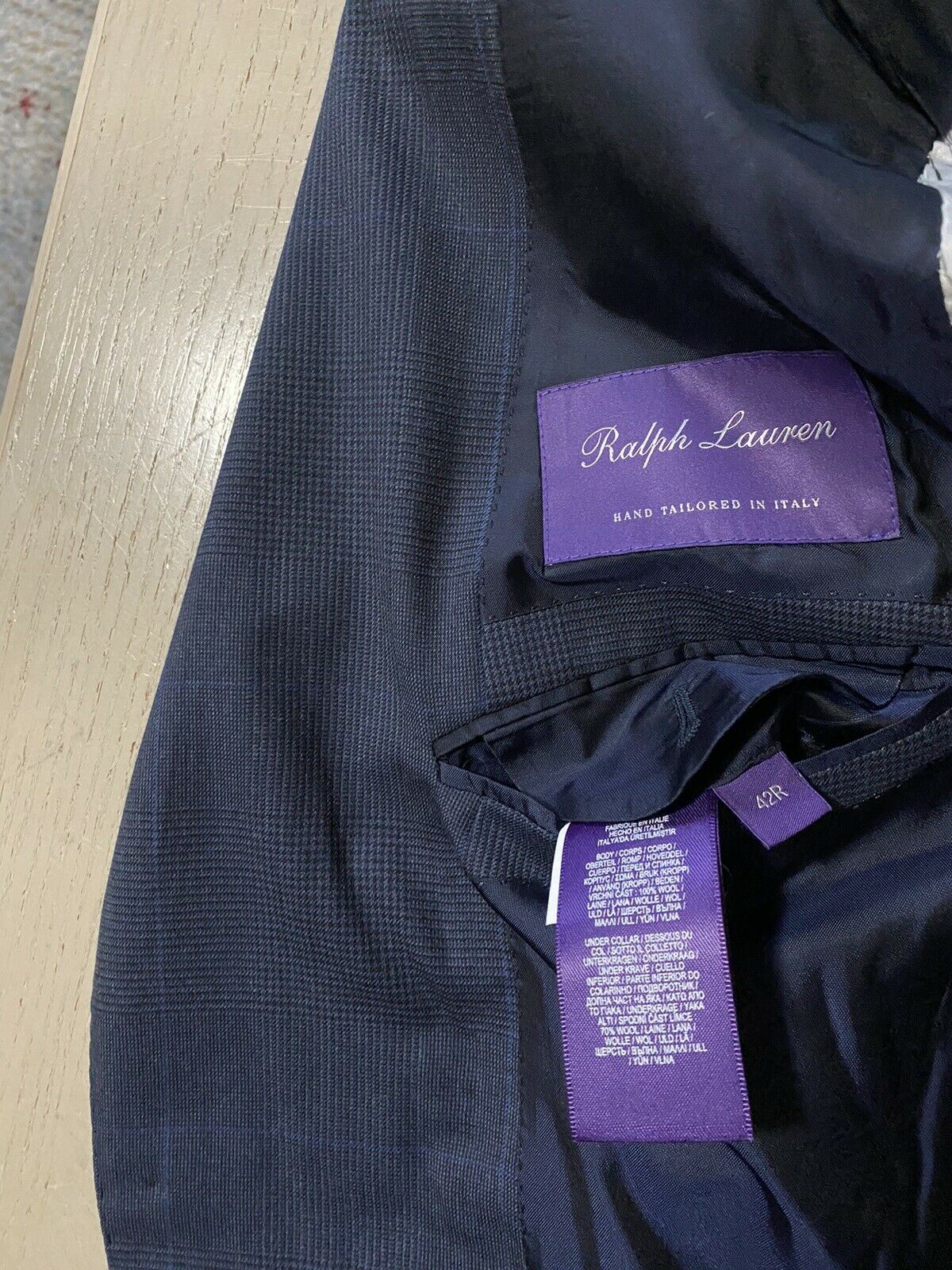Neu $3295 Ralph Lauren Purple Label Herrenanzug Marineblau 42R US/52R Eu Italien