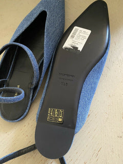 NIB $ 650 Balenciaga Knöchelriemen-Denim-Flachsandalen-Schuhe Blau 9,5 US/39,5 E Italien
