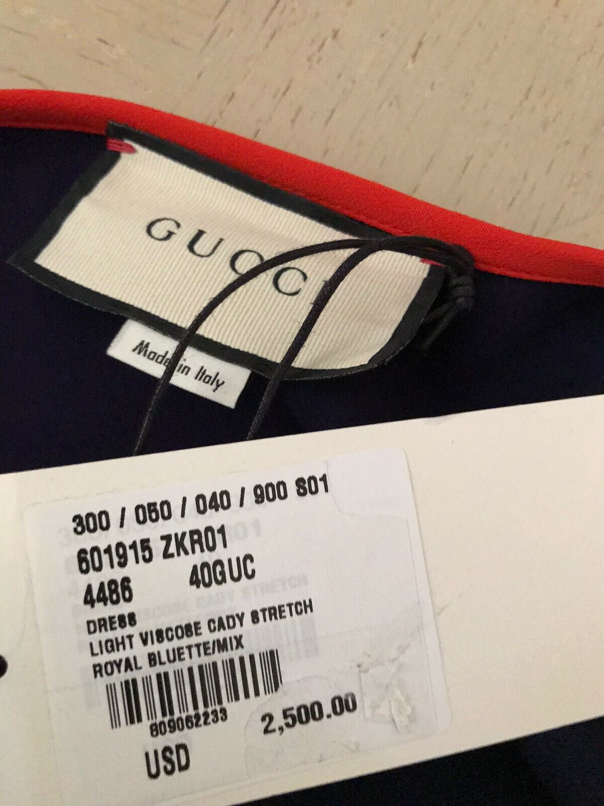 Neues Gucci-Stretchkleid aus leichtem Viskose-Cady im Wert von 2.500 US-Dollar, Königsblau, Größe 6 US/40, Italien