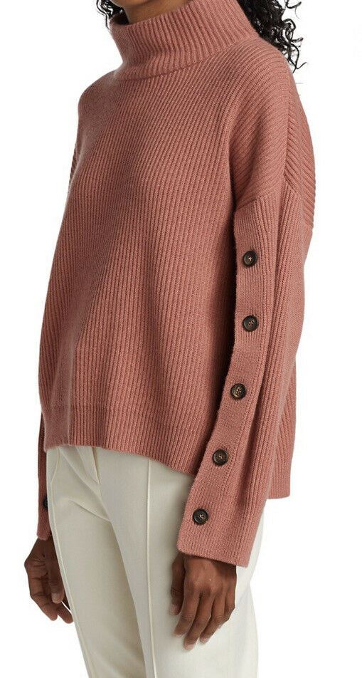 New $3795 Brunello Cucinelli Button-Sleeve Cashmere Sweater Color Salmon Size S