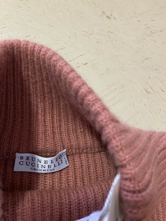 New $3795 Brunello Cucinelli Button-Sleeve Cashmere Sweater Color Salmon Size S