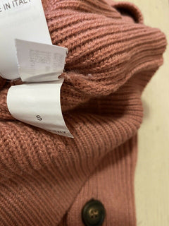 New $3795 Brunello Cucinelli Button-Sleeve Cashmere Sweater Color Salmon Size S