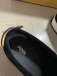 Neue $700 Fendi Herren Monster Wildleder/Leder Sneakers Schuhe Schwarz/Gelb 12 US Italien