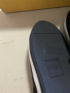 Neue $700 Fendi Herren Monster Wildleder/Leder Sneakers Schuhe Schwarz/Gelb 12 US Italien