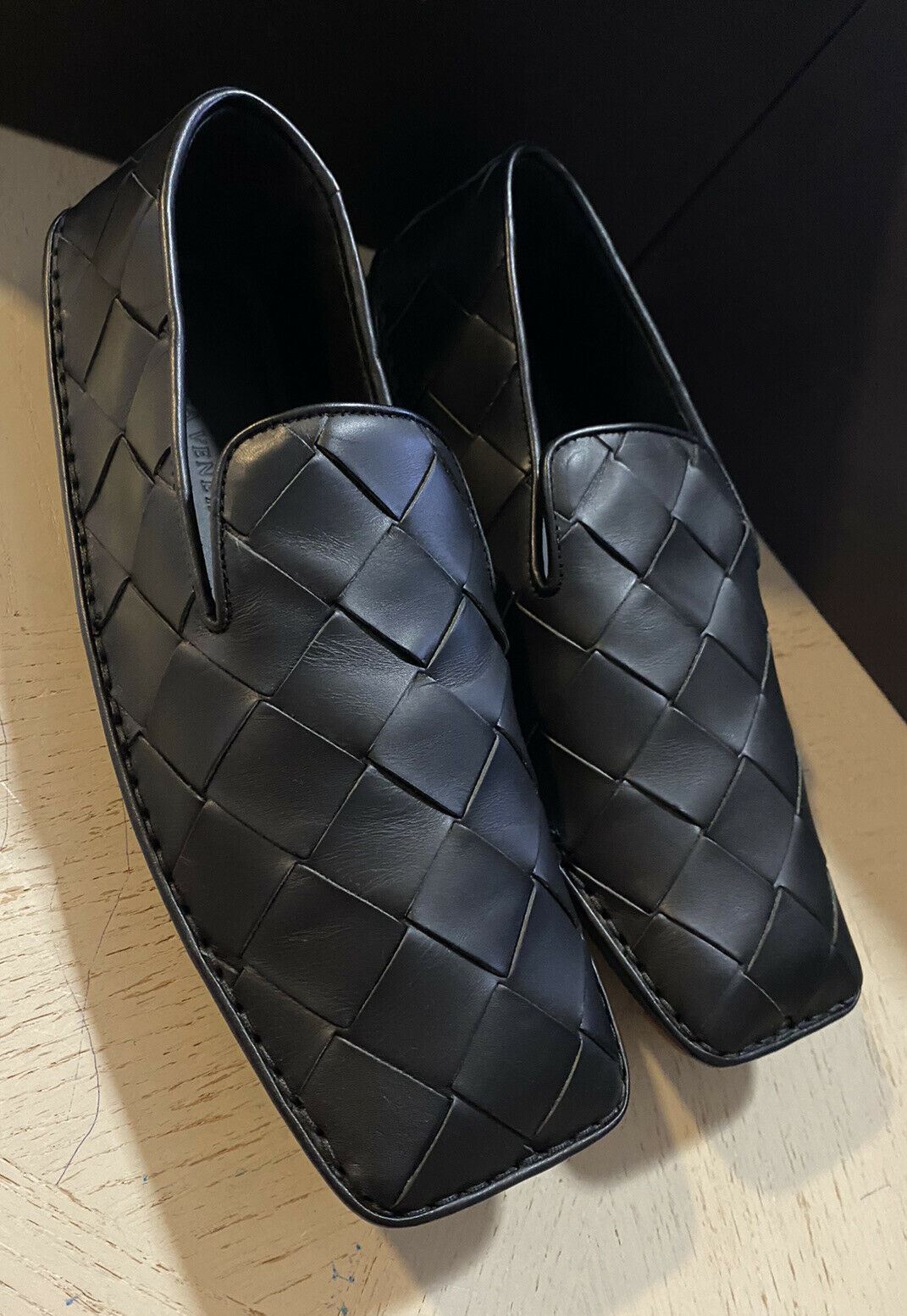 NIB $740 Bottega Veneta Men Leather Moccasin Driver Shoes Black 9 US/42 Eu