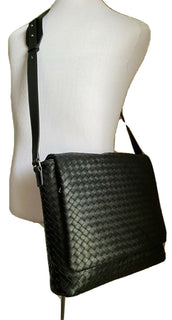 Neue 3000 $ Bottega Veneta Leder Messenger Schultertasche Schwarz 577538 Italien