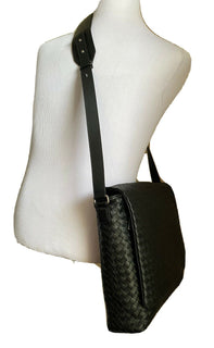 Neue 3000 $ Bottega Veneta Leder Messenger Schultertasche Schwarz 577538 Italien