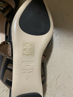 NIB $ 750 Fendi Damen Leder flache Mules Sandalenschuhe Schwarz 7 US/37 US Italien