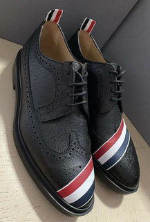 NIB 790 $ Thom Browne Herren-Derby-Schuhe aus Kieselleder, Schwarz, 10 US/43 Eu Ita