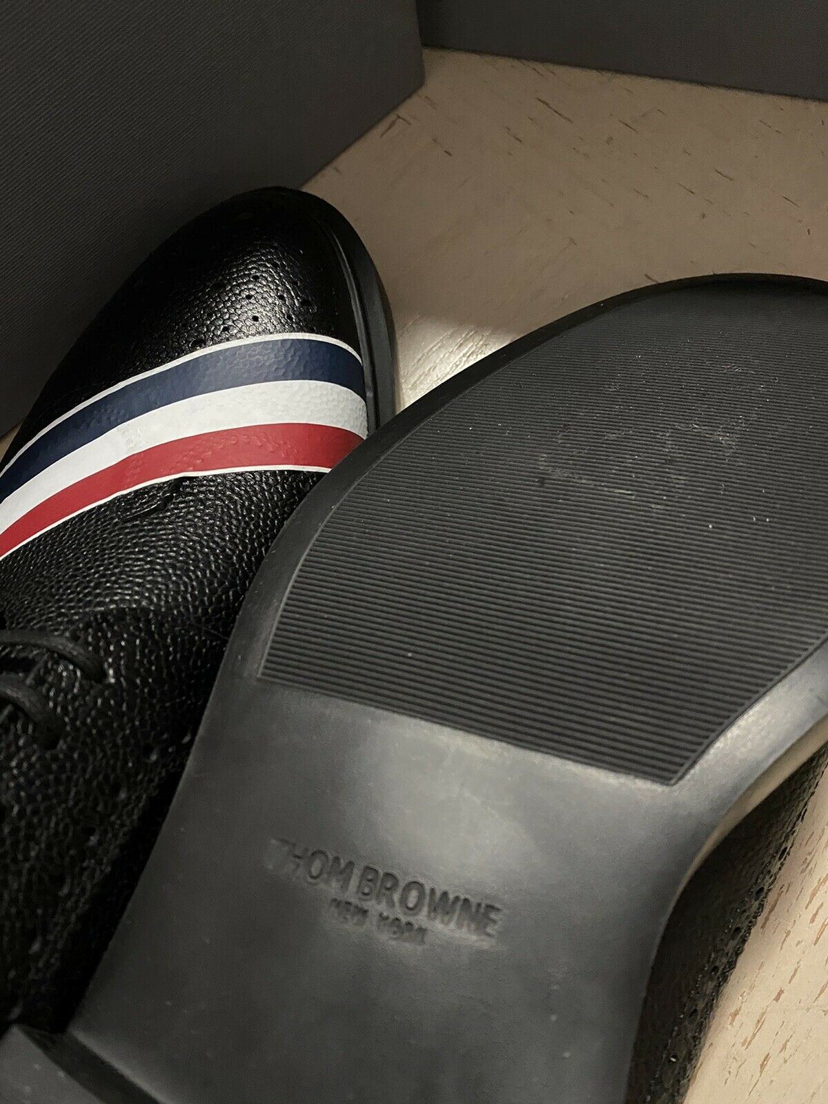 NIB $790 Thom Browne Мужские туфли дерби из шагреневой кожи Туфли черные 10 US/43 EU Ita