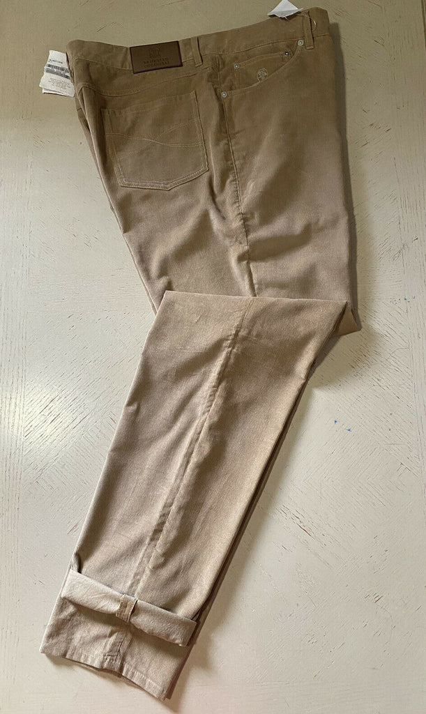 NWT $1025 Brunello Cucinelli Men Corduroy Velvet Pants Khaki 38 US/54 Eu Italy