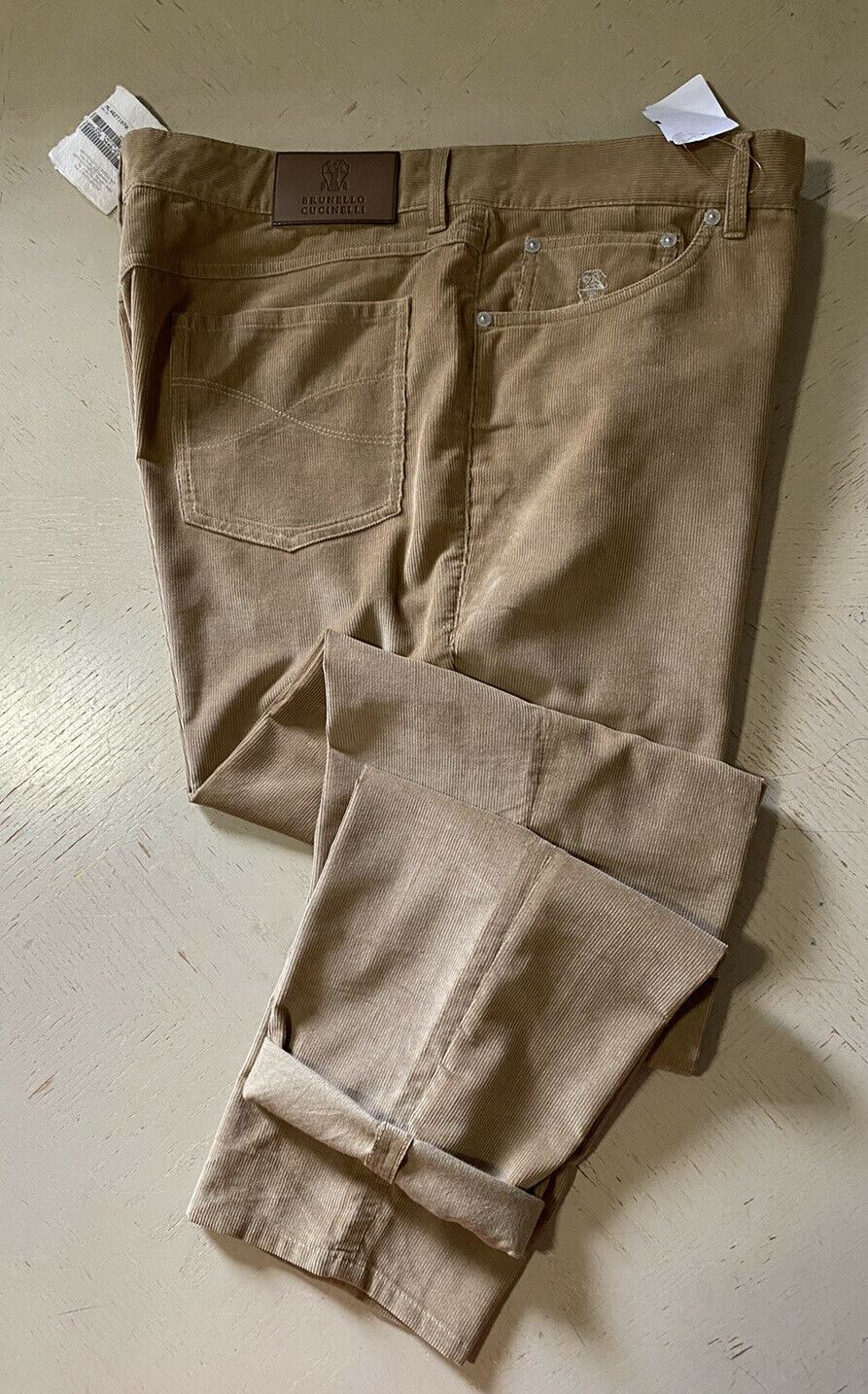 NWT $1025 Brunello Cucinelli Мужские вельветовые бархатные брюки цвета хаки 38 США/54 ЕС Италия