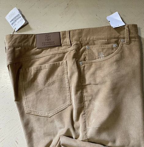 NWT $1025 Brunello Cucinelli Men Corduroy Velvet Pants Khaki 38 US/54 Eu Italy