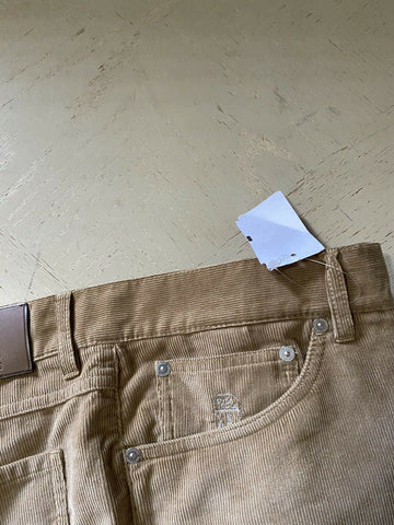 NWT $1025 Brunello Cucinelli Men Corduroy Velvet Pants Khaki 38 US/54 Eu Italy