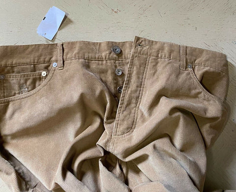 NWT $1025 Brunello Cucinelli Men Corduroy Velvet Pants Khaki 38 US/54 Eu Italy