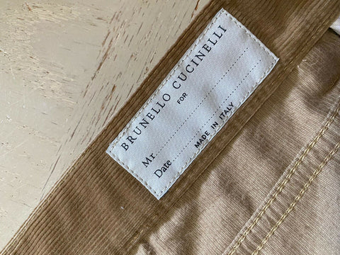NWT $1025 Brunello Cucinelli Men Corduroy Velvet Pants Khaki 38 US/54 Eu Italy
