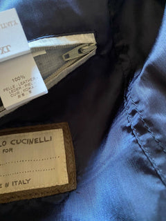 $5245 Brunello Cucinelli Herren Lederjacke Mantel DK Braun Größe XL
