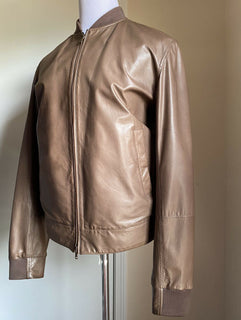 $5245 Brunello Cucinelli Herren Lederjacke Mantel DK Braun Größe XL