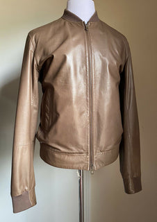 $5245 Brunello Cucinelli Herren Lederjacke Mantel DK Braun Größe XL