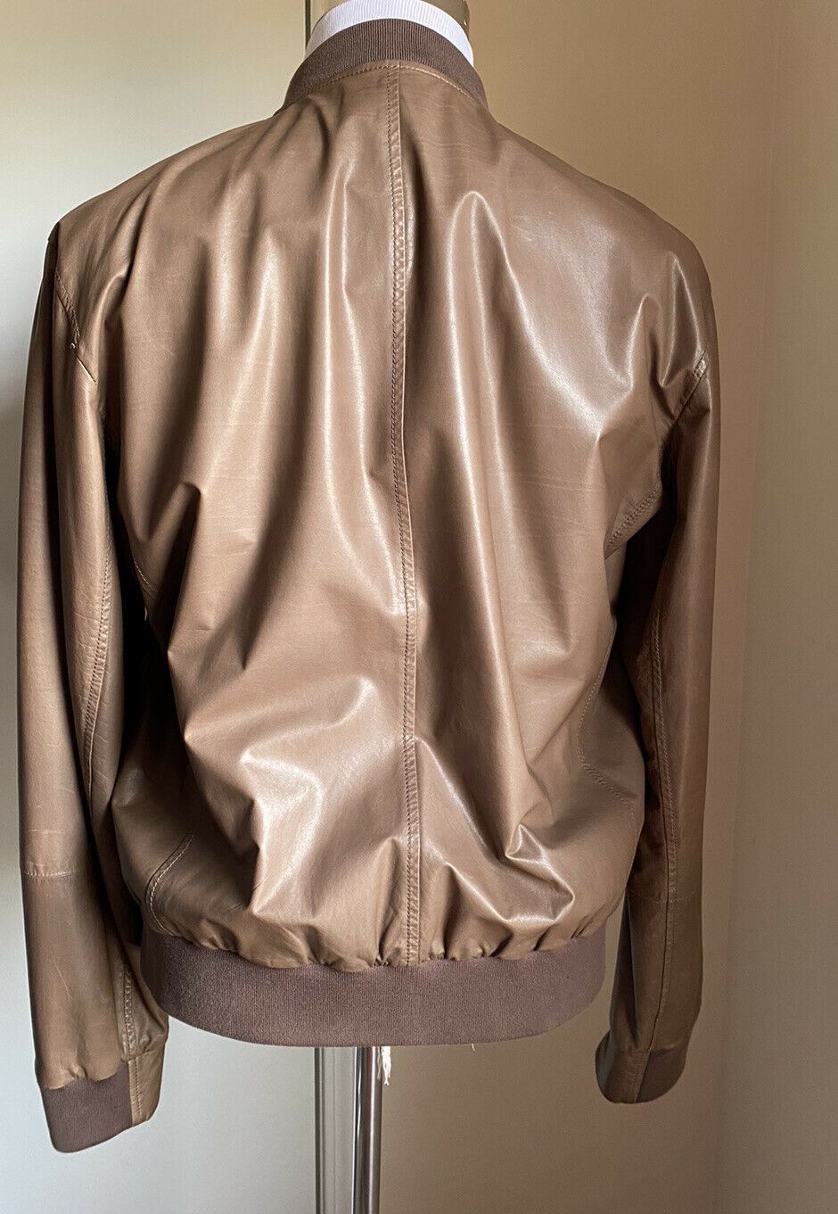 $5245 Brunello Cucinelli Men Leather Jacket Coat DK Brown Size XL