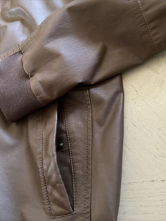 $5245 Brunello Cucinelli Herren Lederjacke Mantel DK Braun Größe XL